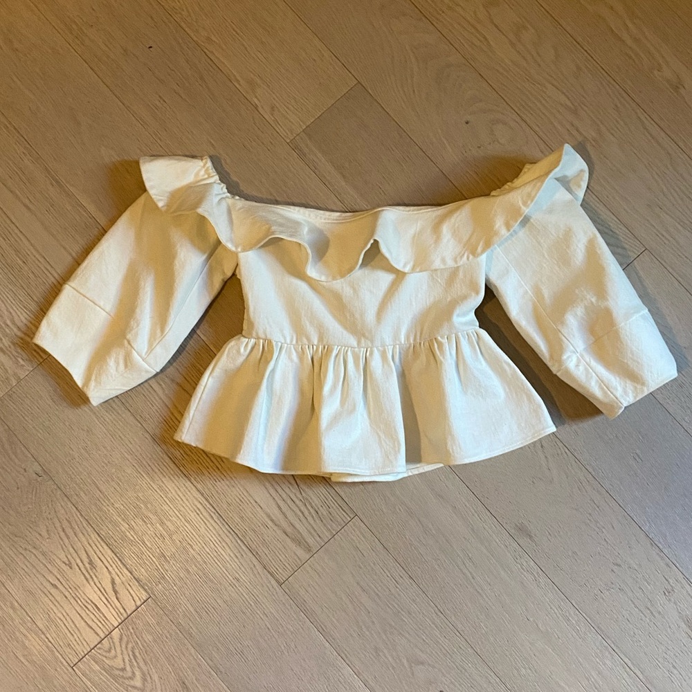 Apiece Apart ventanta off shoulder peplum top 2